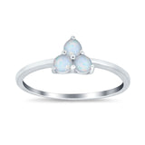 Fashion Thumb Ring Round Lab Created White Opal 925 Sterling Silver