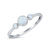 Fashion Style Band Ring Round Lab Created White Opal 925 Sterling Silver