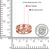 Elephant Oxidized Band Solid Rose Tone 925 Sterling Silver Thumb Ring (7mm)