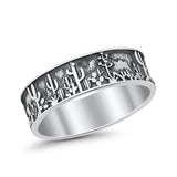 Desert Design Cactus Traditional Oxidized Band Solid 925 Sterling Silver Thumb Ring 7mm