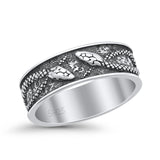 Attractive Oxidized Snakes Carved Rounded Engraved Designer Fashion Band Thumb Ring