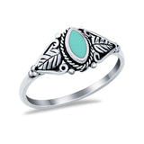 Filigree Marquise Simulated Turquoise Ring Oxidized 925 Sterling Silver