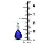 Pear Shape Simulated Blue Sapphire CZ 925 Sterling Silver Charm Pendant (21.5mm)