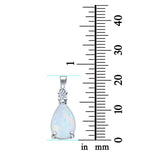 Pear Shape Lab Created White Opal Charm Pendant 925 Sterling Silver (21.5mm)