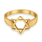 Jewish Star Ring Yellow Tone Star of David Judaism Band 925 Sterling Silver