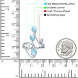 Fashion Teardrop Pear Swirl Spiral Ring Simulated Larimar 925 Sterling Silver