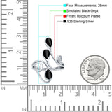 Fashion Teardrop Pear Swirl Spiral Ring Simulated Black Onyx 925 Sterling Silver