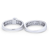 Bridal Set Wedding Ring Band Round Simulated Cubic Zirconia 925 Sterling Silver