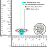 Oval Art Deco Engagement Ring Black Tone, Simulated Paraiba Tourmaline CZ 925 Sterling Silver