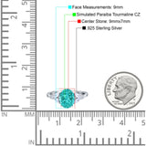 Oval Art Deco Engagement Ring Simulated Paraiba Tourmaline CZ 925 Sterling Silver