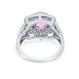 Art Deco Oval Wedding Ring Simulated Pink CZ 925 Sterling Silver