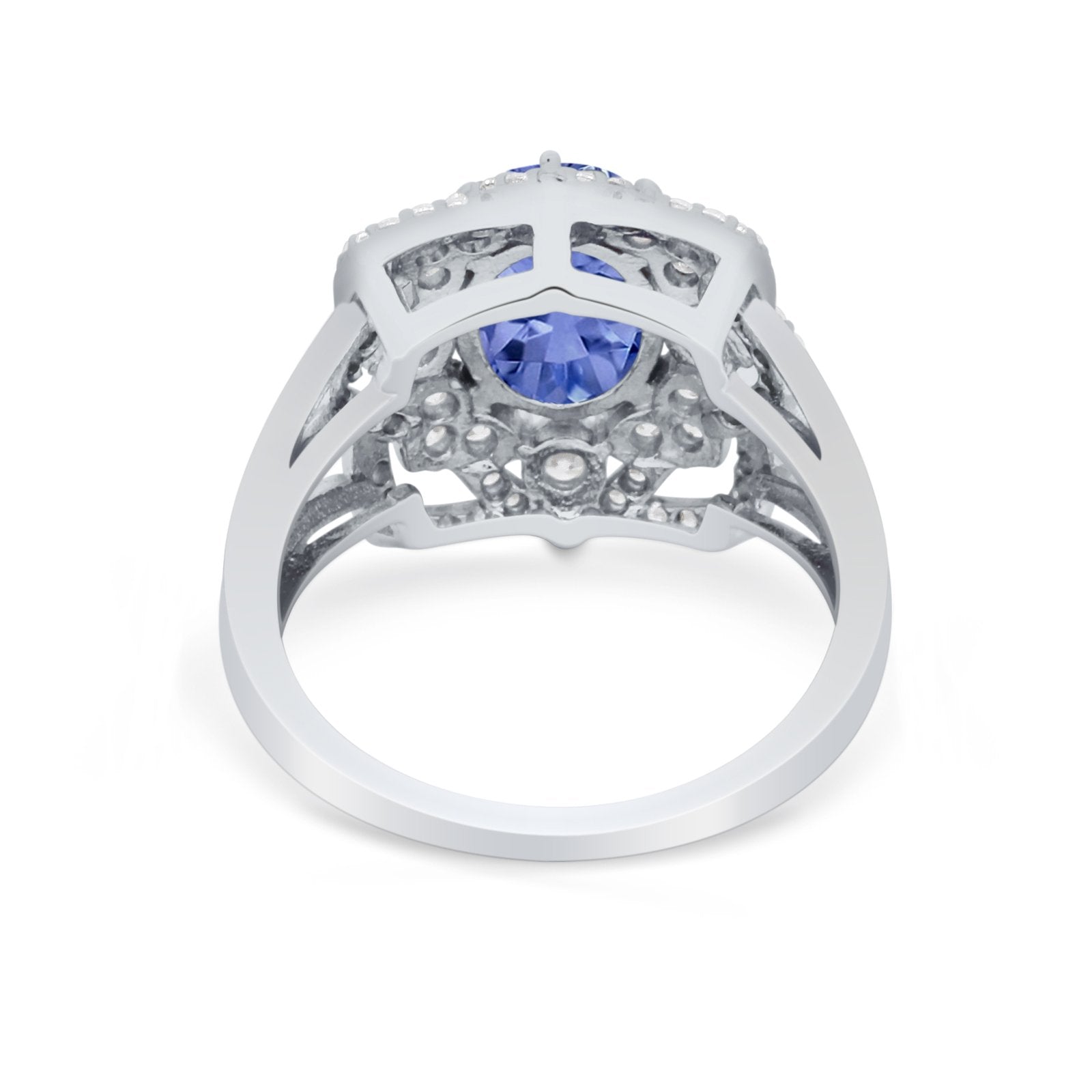 Art Deco Oval Wedding Ring Simulated Tanzanite CZ 925 Sterling Silver