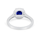 Accent Dazzling Wedding Ring Simulated Blue Sapphire CZ 925 Sterling Silver