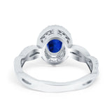 Halo Infinity Shank Engagement Ring Simulated Blue Sapphire CZ 925 Sterling Silver