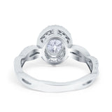 Halo Infinity Shank Engagement Ring Simulated Cubic Zirconia 925 Sterling Silver