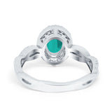 Halo Infinity Shank Engagement Ring Simulated Paraiba Tourmaline CZ 925 Sterling Silver