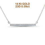 14K White Gold 0.09ct Round Shape Diamond Trendy Bar Pendant Chain Necklace 18" Long