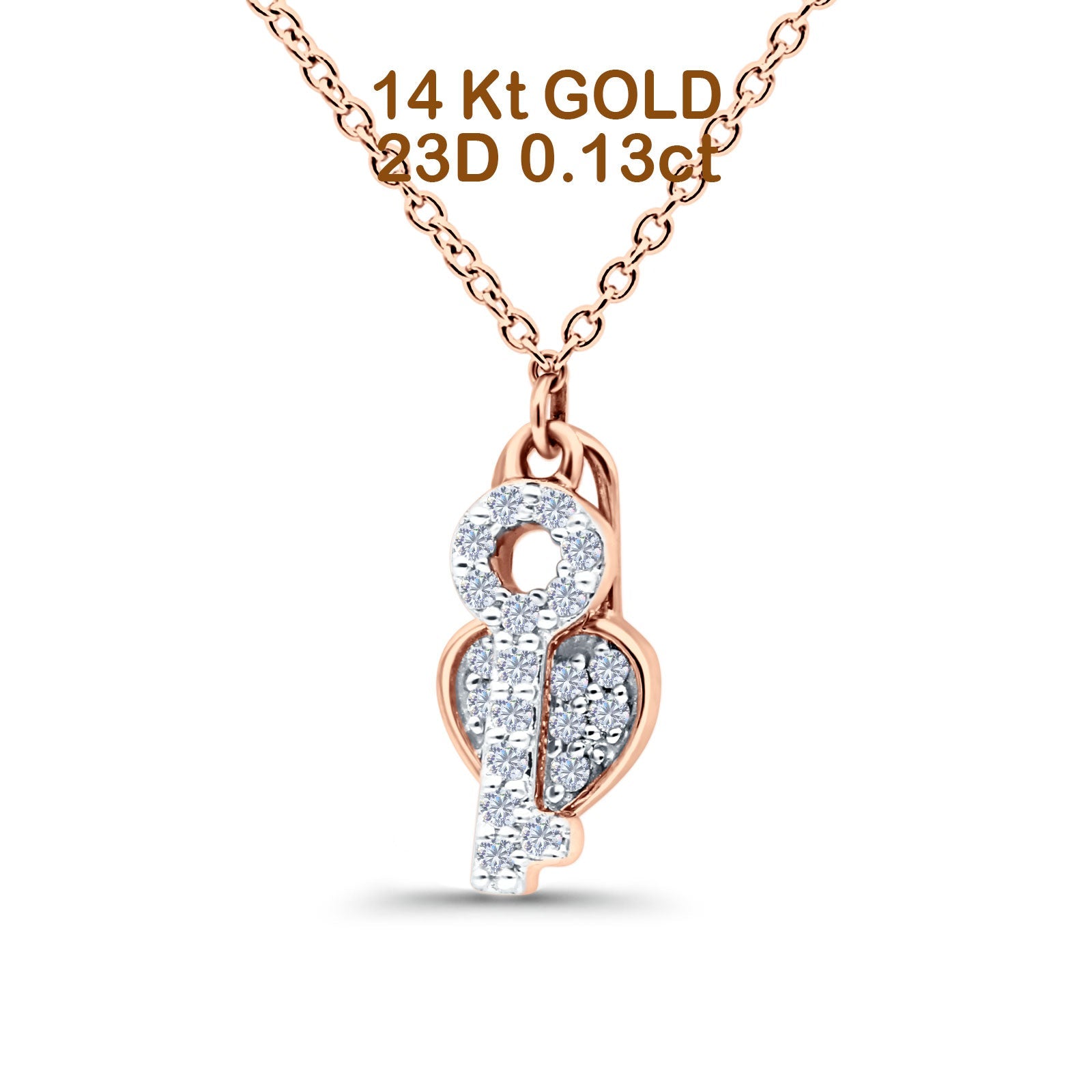 Heart Lock and Key Necklace 14K Gold