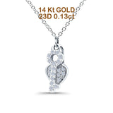 14K White Gold 0.13ct Round Shape Diamond Key To My Heart Pendant Chain Necklace 18" Long