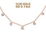 14K Rose Gold Diamond Pendant Necklace - 0.13ct Round Cut, 18 inch Chain
