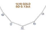 14K White Gold 0.13ct Round Shape Diamond Pendant Chain Necklace 18" Long