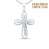 14K White Gold 0.11ct Round Shape Diamond Filigree Star Pendant Chain Necklace 18" Long