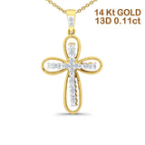 14K Yellow Gold 0.11ct Round Shape Diamond Filigree Star Pendant Chain Necklace 18" Long