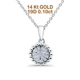 14K White Gold 0.10ct Round Shape Diamond Solitaire Pendant Chain Necklace 18" Long