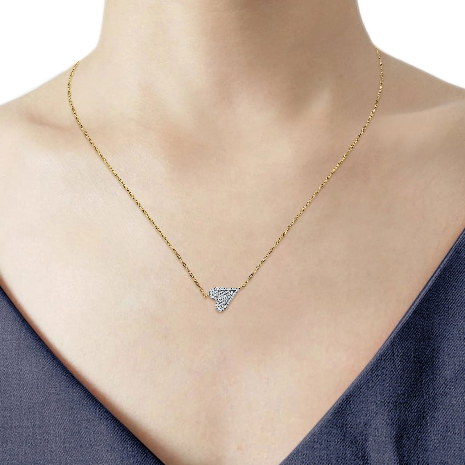 Zoë Chicco 14k Gold Sideways Pavé Diamond Heart Necklace – ZOË CHICCO