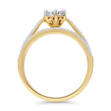 Diamond Cluster Ring 0.25ct Marquise Shaped Two Piece Natural 14K Yellow Gold Wholesale