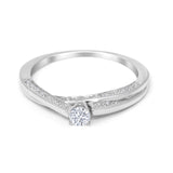 Solitaire Twisted Hidden Round Natural Diamond Ring 14K White Gold Wholeale
