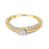 Solitaire Twisted Hidden Round Natural Diamond Ring 14K Yellow Gold Wholeale