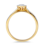 Cluster Baguette 0.19ct Natural Diamond Halo Engagement Ring 14K Yellow Gold Wholesale