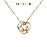 14K Tri Color Gold CZ Necklace 17" + 1" Extension