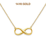 14K Yellow Gold Infinity Necklace 17" + 1" Extension