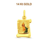 14K Yellow Gold St. Jude Enamel Picture Religious Pendant 21mmX13mm 1.0 grams