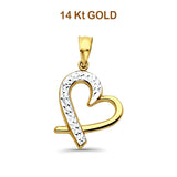 14K Two Tone Gold Heart Pendant 23mmX15mm 1.0 grams