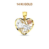 14K Tri Color Gold 'I Love You' Pendant 20mmX15mm 0.8 grams