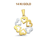 14K Two Tone Gold 6 Hearts Pendant 23mmX17mm 1.3 grams