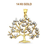 14K Two Tone Gold Family Tree Pendant 29mmX26mm 2.1 grams