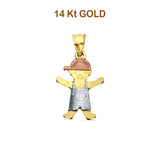 14K Tri Color Gold Boy Pendant 22mmX12mm 0.8 grams