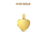 14K Yellow Gold Engravable Heart Pendant 21mmX15mm 1.3 grams