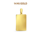 14K Yellow Gold Engravable Rectangular Pendant 30mmX14mm 2.4 grams