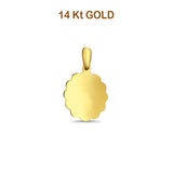 14K Yellow Gold Engravable Flower- Oval Pendant 24mmX12mm 1.6 grams