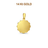 14K Yellow Gold Engravable Flower- Round Pendant 24mmX16mm 1.6 grams