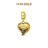 14K Yellow Gold Heart Charm for Mix&Match Pendant 20mmX10mm 0.7 grams
