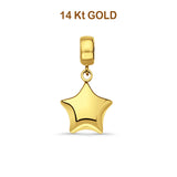 14K Yellow Gold Star Charm for Mix&Match Pendant 20mmX10mm 1.0 grams