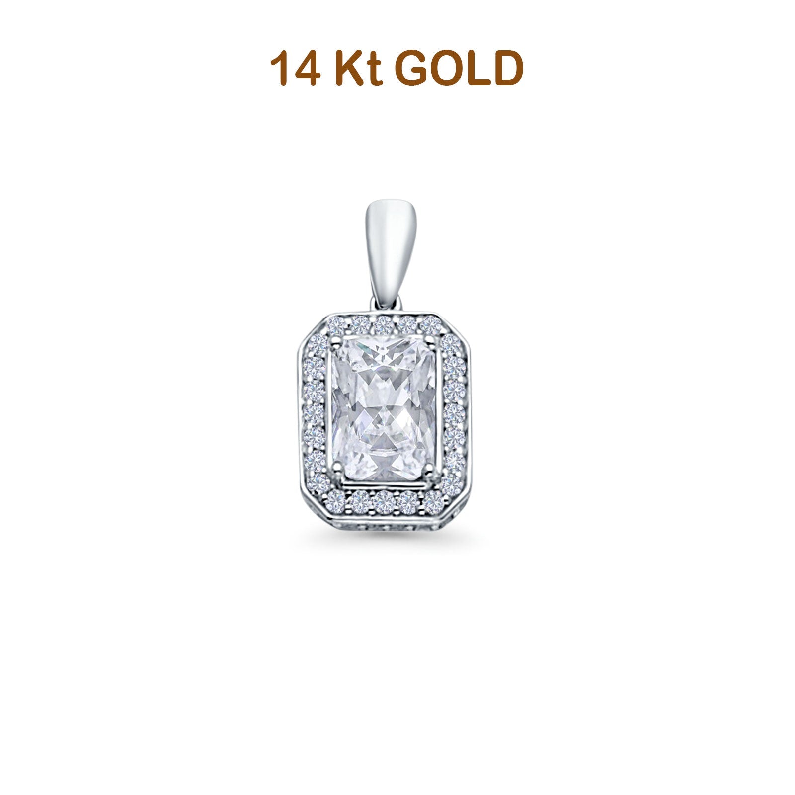 14K White Gold CZ Pendant 16mmX8mm grams - Main Image
