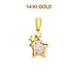 14K Two Tone Gold CZ 15Years Pendant 20mmX10mm 1.4 grams