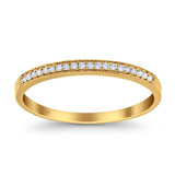 14K Yellow Gold 0.09ct Round 2mm G SI Stackable Anniversary Diamond Engagement Half Eternity Wedding Ring Size 6.5